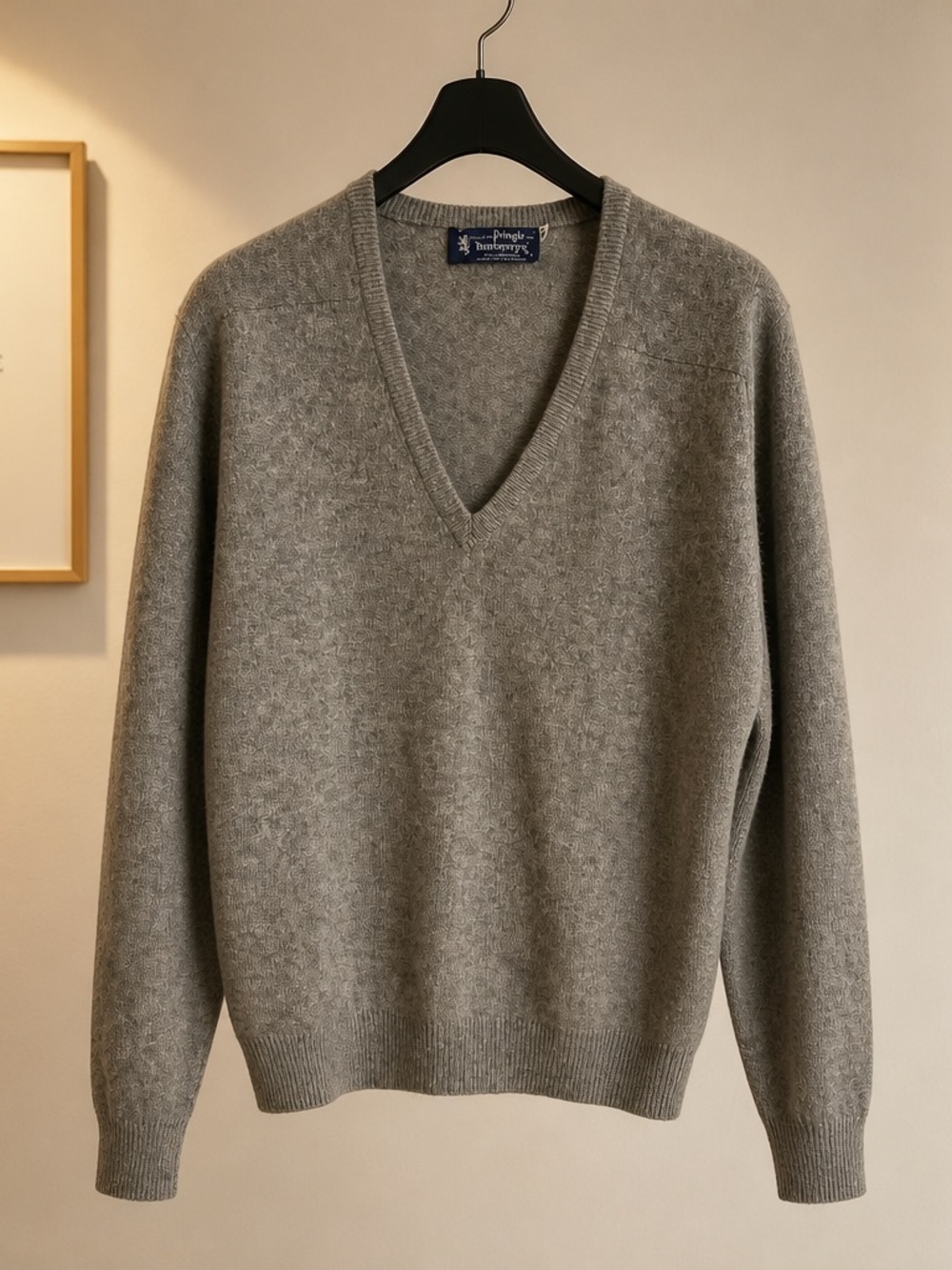 Burberry Men's Gray V-Neck Wool Sweater